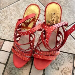 Michael Kors coral   Studded Heels new only tried on